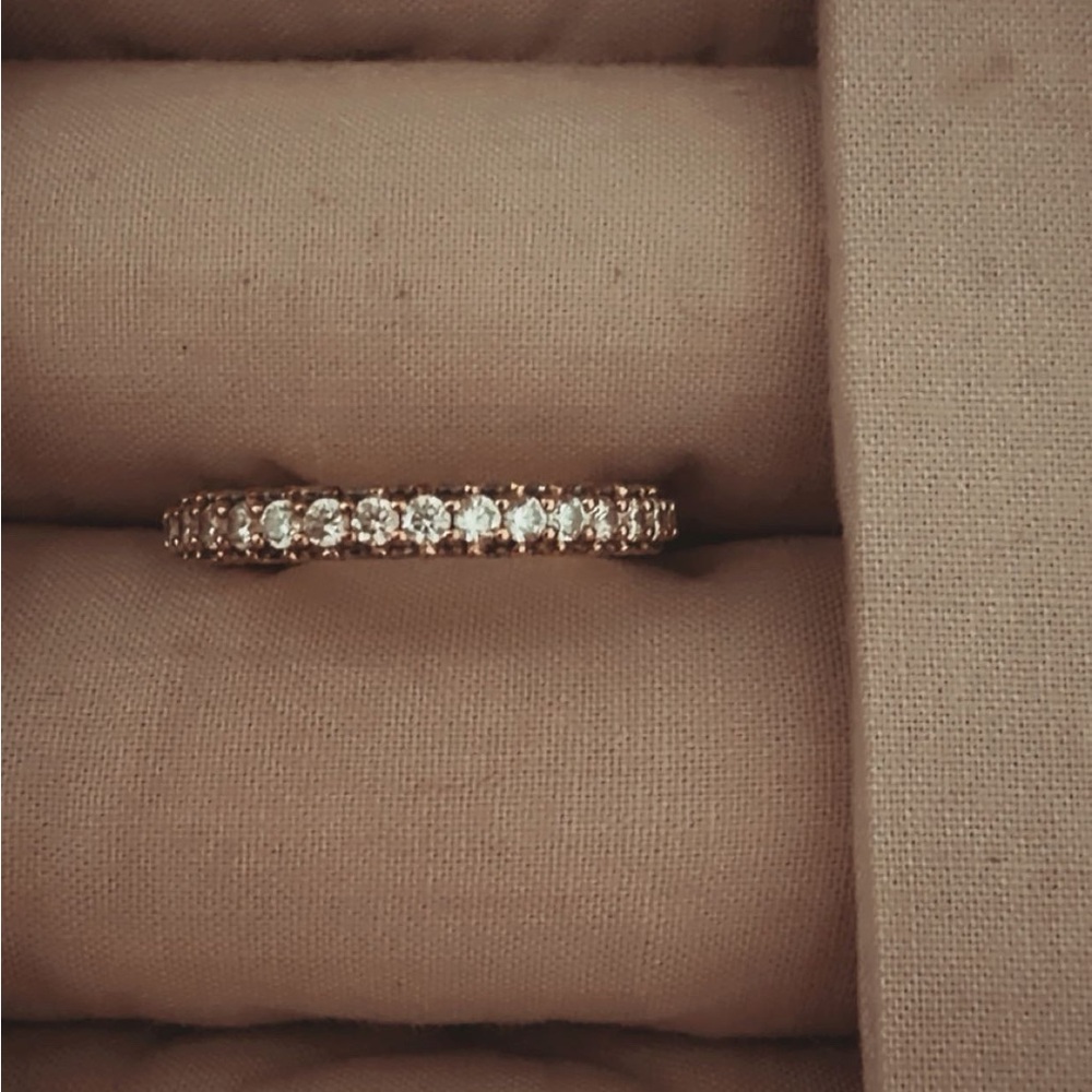 Pandora  Gold Tone and White Stone Ring